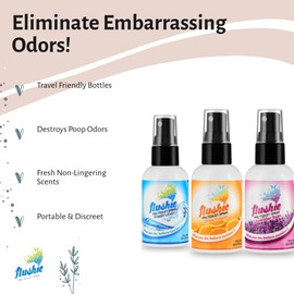 Flushie Pre-Toilet Spray for Poop Travel Size Toiletries Bathroom Spray for Poop Spray for Toilet Deodorizer Traveling Essentials Poop deodorizer Poop Odor eliminator (Lavender, 2oz 4pack)