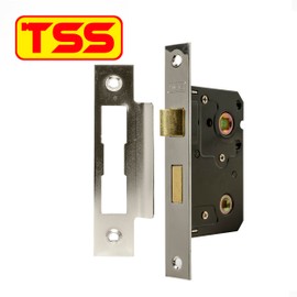 TSS Polished Chrome Bathroom Lock 3" (79mm) Bathroom Door Lock Mortice Lock, Supplied with Fixutres & Fittings