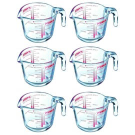Pyrex Classic Glass Measuring Jug High Heat Resistance 0.25 Litre Transparent (Pack of 6)