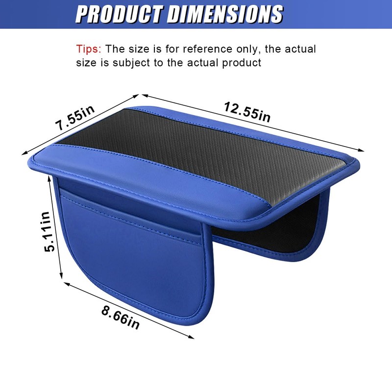 DUSCOKE Car Center Console Cover, Carbon Fiber Leather Car Armrest