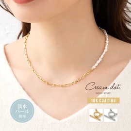 Cream Dot Necklace, Women's, Popular, Hypoallergenic, Nickel-free, 18K Coating, Short, Mantel, Freshwater Pearl, Chain, Metal, Switchable, Different Material, Pearl