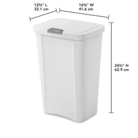 STERILITE 10458004 Touch Can, White, 13 Gallon