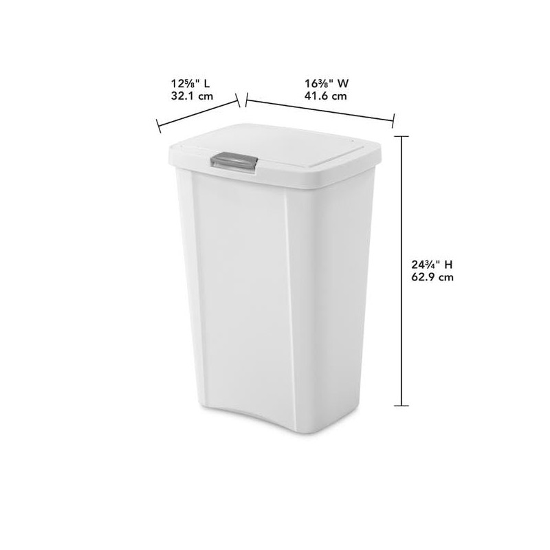 STERILITE 10458004 Touch Can, White, 13 Gallon
