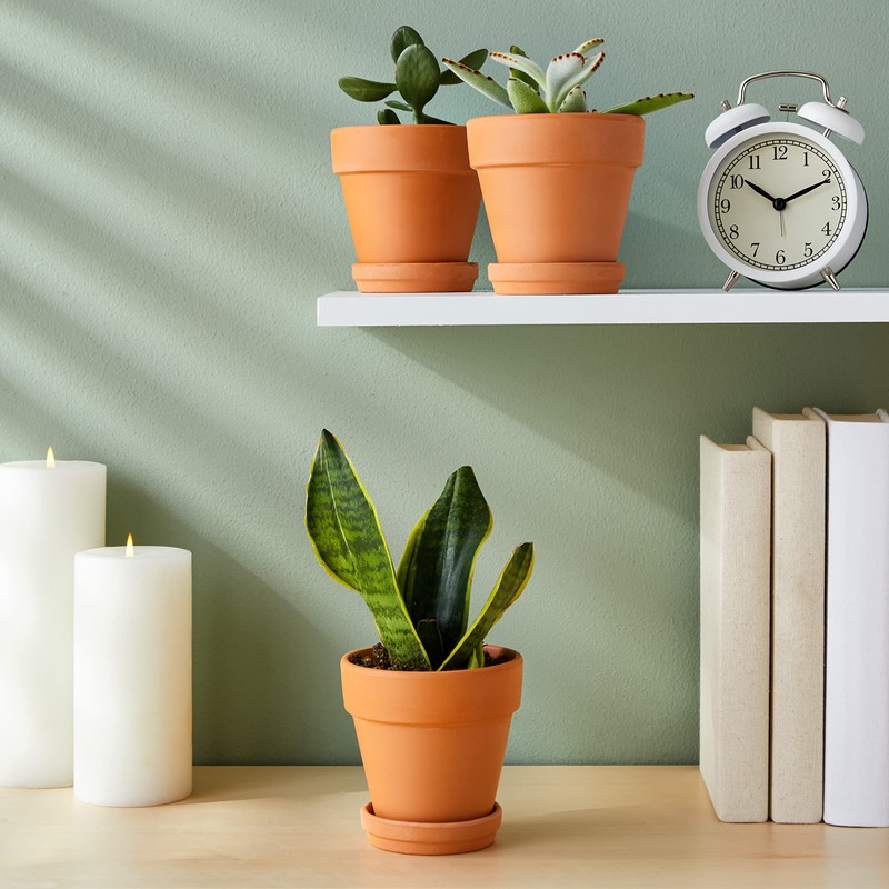 Juvale 4-inch 6 Pack Small Terracotta Pots with Saucer and