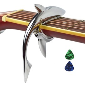 Imelod Guitar Capo for Acoustic and Electric Guitar Shark Capo Zinc Alloy with Good Hand Feeling, No Fret Buzz and Durable(Silver)