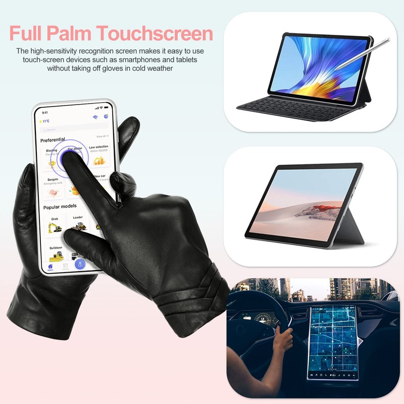 GSG SINCE 1998 Womens Genuine Leather Gloves with Wool Lined