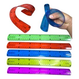 Juego de 12 reglas escolares flexibles XLPQ 30 cm multicolor plástico                                                                                 