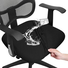 FORCHEER Waterproof Office Chair Seat Cover 20x20 Inch Black Stretch Jacquard Computer Chair Seat Cushion Slipcover Washable Removable
