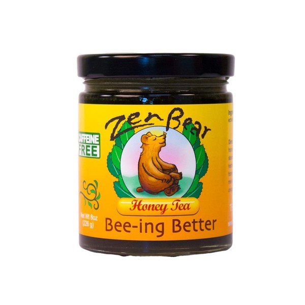 Zen Bear | Bee-ing Better | Herb Infused Raw Honey Tea | Echinacea, Lemon Balm, Ginger and Cayenne for a Burst of Well Being | 8 oz jar