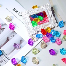 Ceya Multicolored Fake Crushed Ice Rocks，220PCS Vase Fillers Acrylic Fake Diamond Crystals Marbles 13OZ Glass Gems for Kids Centerpieces Winter Decoration Party Christmas Wedding Birthday Display