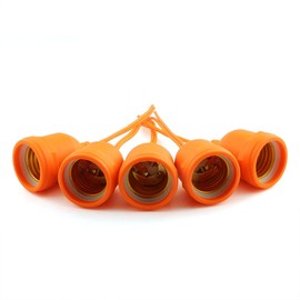 ZYAMY 5pcs Simple Screw Type E26 E27 Temporary Light Socket, Flame Retardant Waterproof Pigtail Lamp Sockets, Orange