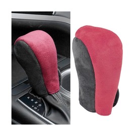 HZEL Car Gear Shift Knob Cover, Anti Slip Soft Leather Vehicle Shifting Handle Stick Protector, Anti Scratch Automotive Interior Shifter Lever Protection Guard Accessories, Universal Fit (Red)