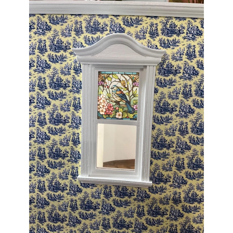 Unbranded Springtime Blue Bird Dollhouse Miniature Stained Glass Window Film