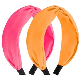 Aprince Neon Accessories 80s 90s Fluorescent Headband for Women Hot Pink Orange Knotted Headbands Hair Accessories for Women Girls