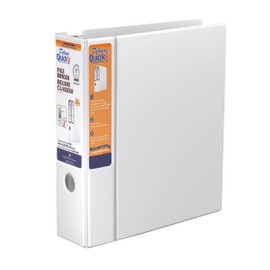 QUICKFIT Deluxe Heavy Duty File Binder - 3" Binder Capacity - 550 Sheet Capacity - D-Ring Fastener - 2 Internal Pocket(s) - Vinyl - White - Recycled - 1 Each, 28050