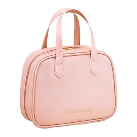 Larlary Women's Travel Cosmetic Bag, Large Capacity Cosmetic Bag, Multifunctional Toiletry Bag with Divider, Pink, Women's travel cosmetic bag