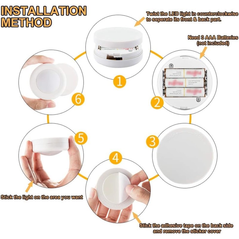 SIXDEFLY Wireless 16 Color Changing LED Puck Light 6 Pack
