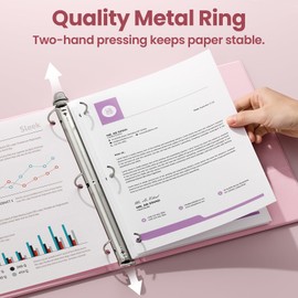 SUNEE 1 Inch Binders 3 Ring 6 Pack, Clear View Three Ring Binders PVC-Free (Fit 8.5x11 Inches) for School or Office Supplies, Pastel Binder