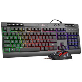 Rii WIred Gaming Keyboard and Mouse Combo,Mechanical Feel Full Size LED Keyboard, RGB 2400 Mice, for Gaming or Working/Office(RK900)