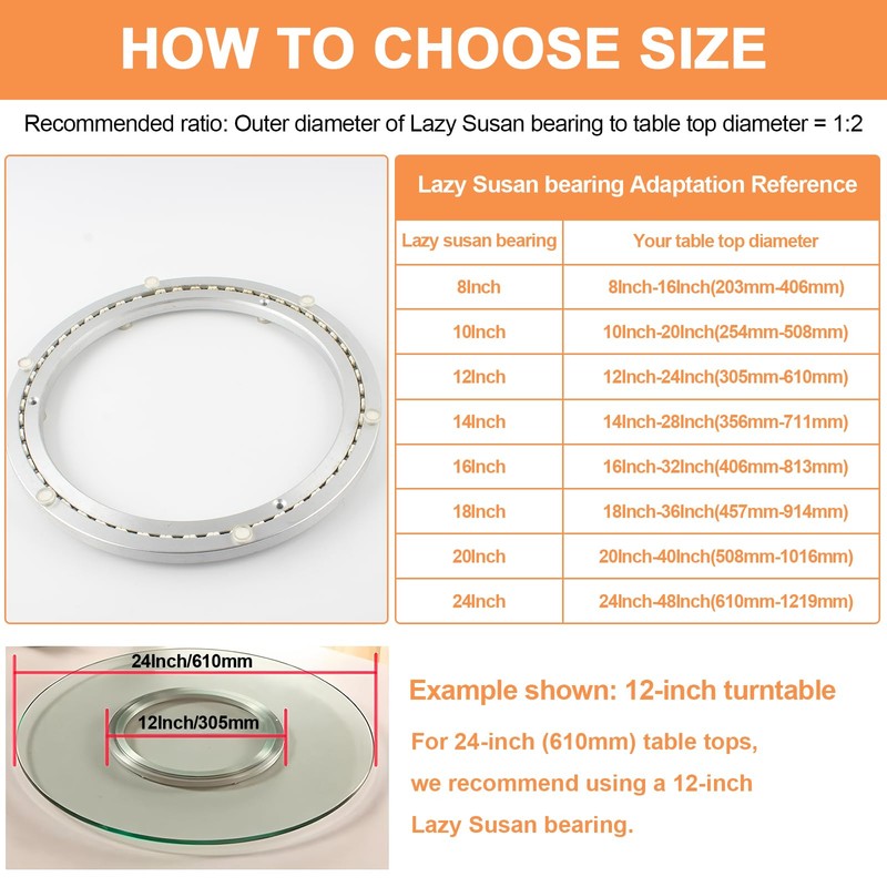 TamBee Lazy Susan Bearing 18 Inch - Heavy Duty Lazy