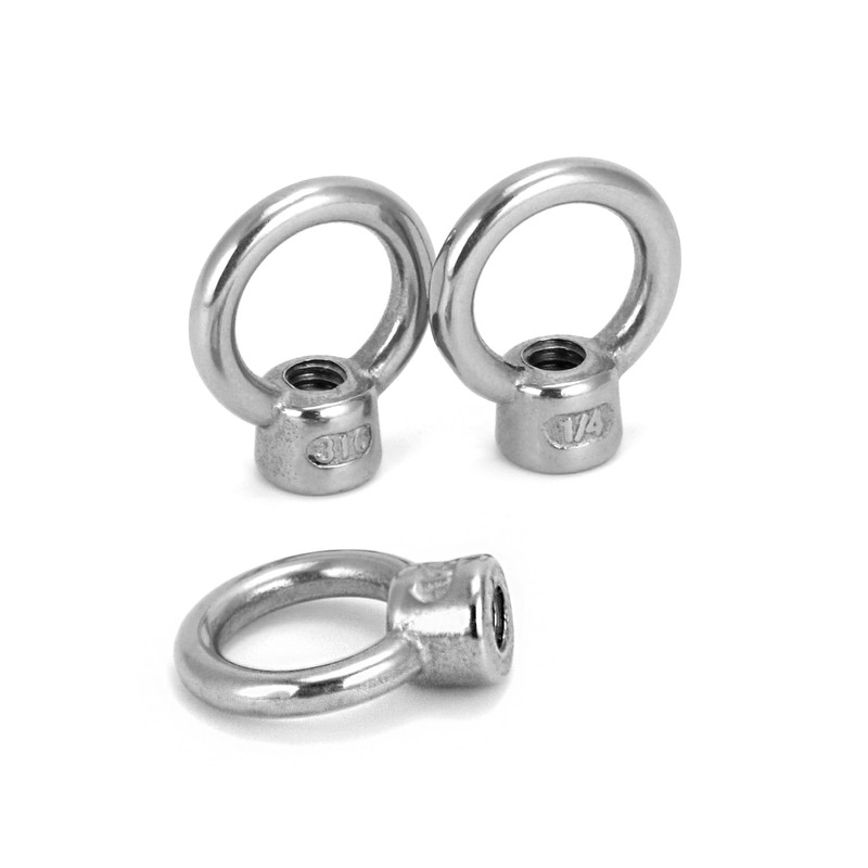 QWORK Lifting Eye Nut, 10 Pack, 1/4" UNC Marine Grade