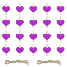SaktopDeco Mini Heart Wooden Clothespins Small Decorative Clips with Jute Twine