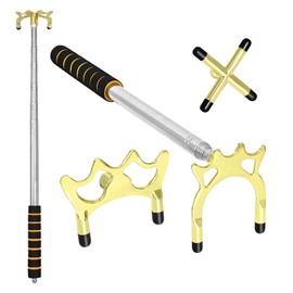 Naissgo Telescopic Snooker Cue Stick Bridge, Extension Billiard Cue Bridge with 3 Removable Brass Bridge Heads, Retractable Pool Rest Stick with 23.8-65.6’’, Pool Accessories for Game, Competition