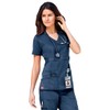 Dickies Womens Gen Flex Mock Wrap Medical Scrubs Shirts, Navy,