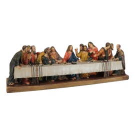 Ebros Leonardo Da Vinci The Last Supper of Jesus and Disciples Decorative Desktop Altar Figurine 12" L in Vintage Colors Religious Catholic Christian Easter Apostles Gospel Inspirational Decor Statue