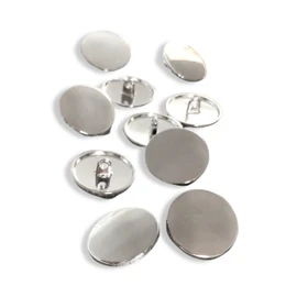 Pack of 10 Flat Smooth Silver Shiny Metal Eyelet Buttons 15 mm, 20 mm, 23 mm or 25 mm (20 mm)