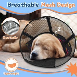 Supet Soft Comfortable Mesh Dog Cone Collar Alternative After Surgery, Breathable Cone for Dogs to Stop Licking, Elizabethan Pet Recovery Collar for Dogs(M)