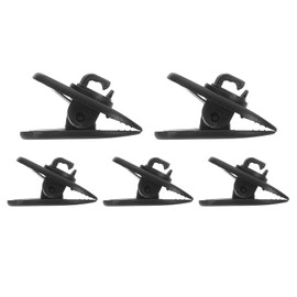 HARFINGTON 5pcs Headphone Wire Clips 0.94" Length Small Headset Cable Clamp 360 Degree Rotate Earphone Cable Clothing Clip Earpiece Clamp Microphone Cord Hooks for Round and Flat Wire, Black