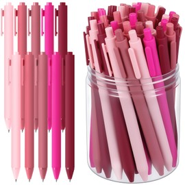 Crtiin 50 Pcs Gel Ink Pens Bulk Black Ink, Smooth Writing Cute Colorful Pens for Back to School First Day of School Teacher Student Server Office Supplies Staff Party Favor Gifts (Pink Series)