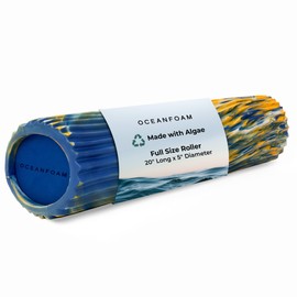 Oceanfoam Tidal Roller - Royal, Gold & Natural Marbled - Muscle Massage Foam Roller for Back Pain & Stretching - Firm & Ergonomic Wide Wave Textured - Yoga, Athletics, & Wellness - Full Size, 20" x 5"