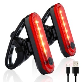 Bike Tail Light Rechargeable 2 Pack, Rear Red Bike Light for Night Riding, Back Bicycle Taillights with Great Battery Life, Easy to Install On Any Bike Trailer or Helmet