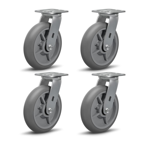 NINOSO Heavy Duty Caster Wheels, 8" x 2" Rubber Casters