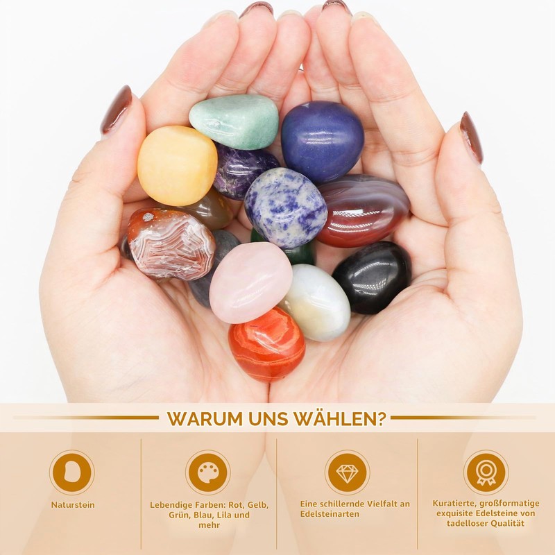 Colourful gemstone set, large 330 g, gemstones large 2-3 cm,