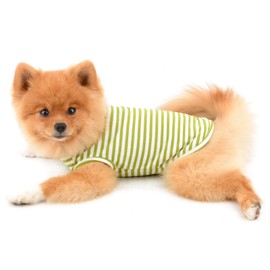 PAIDEFUL Striped Dog Shirts for Small Medium Dogs Cats Soft Cotton Vest T-Shirts Seeveless Breathable Puppy Girls Boys Chihuahua Clothing Pet Summer Wear Outdoor Green M