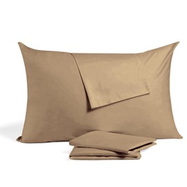 Toddler Pillowcase 13x18 Inches Pack of 2 - Zipper Closer Pillow case Cotton Travel Pillow Cover 500 Thread Count 100% Egyptian Cotton Nursery Pillowcases, 13x18, Taupe