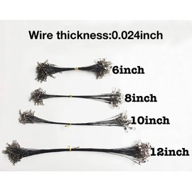 PISCORUSH 50pcs Fishing Wire Leaders Nylon-Coated Fishing Line Trace Lure Leaders with Swivels and Snaps Stainless Steel Fishing Tackle Leaders Tackle (12inch 50PCS, Black)