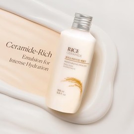 The Face Shop Rice & Ceramide - Emulsión Facial Hidratante de Arroz y Ceramidas, 150 ml - Loción ligera nutritiva para suavizar y proteger la barrera de la piel - Cuidado facial coreano