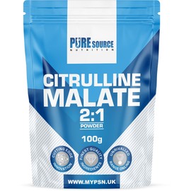 Citrulline Malate Powder 2:1 Non Stim Pre-Workout Supplement, Nitric Oxide Booster Amino Acid Powder L-Citrulline Malate Caffeine Free by Pure Source Nutrition (100g)