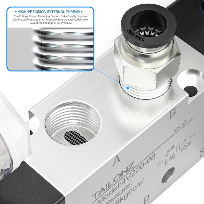 TAILONZ PNEUMATIC Solenoid Valve 4V220-08 DC12V 1/4 Inch BSP Double