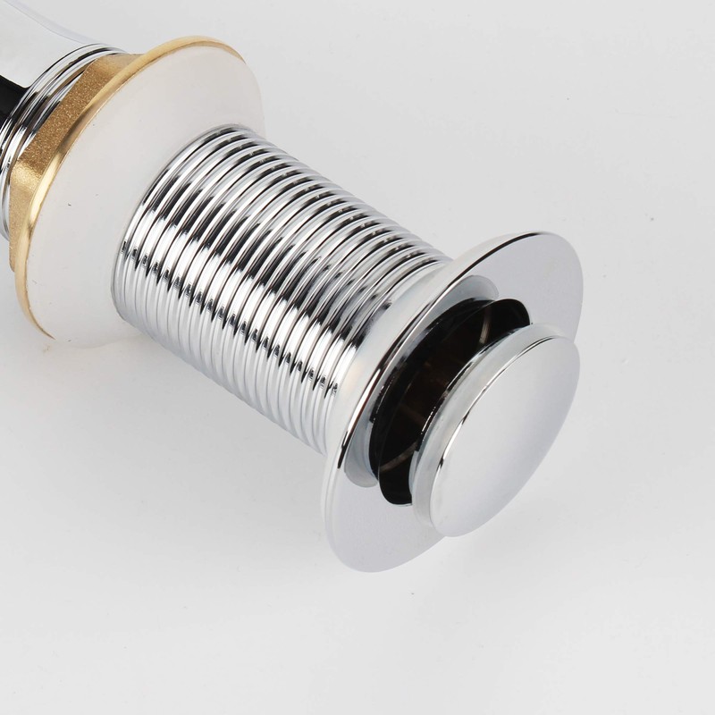 Polished Chrome Pop Up Sink Drain Without Overflow, Bathroom Faucet