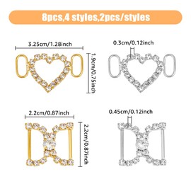 HOBBIESAY 8 Pieces 2 Styles Sneaker Charms Metal Shoe Clips Heart D Shape Shoelaces Charm Shoe Buckles Laces Decorations Crystal Rhinestones Shoe Accessories