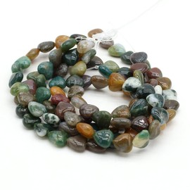 Natural Stone Beads Polished Heart Shape Mixed Moss Agate Stone Charms for Jewelry Making Necklace Bracelet 2 Strands
