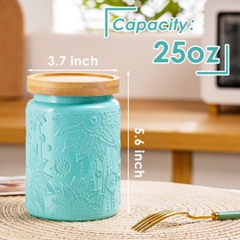 Claplante 4 Pack Large Storage Jar, 25 FL OZ Food Storage Containers with Bamboo Lid, Kitchen Containers Cereal Canisters, Airtight Vintage Jar, Decorative Jar for Candy Snack Cookies Coffee Tea Nuts