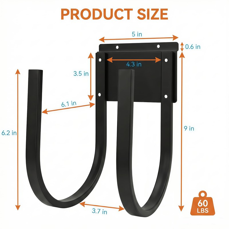 2 Pack Slat Wall Hose Hanger, Heavy Duty Metal Hose
