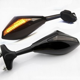 Racing Style Motorcycle Rearview Mirrors with LED Turn Signals Fit for  CBR 600 F3 F4 F4i