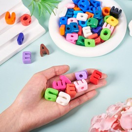 Magibeads - 50 cuentas acrílicas con letras de gran agujero, cuentas europeas de vocal del alfabeto grande para manualidades, collar con nombre de burbuja, llavero, adornos colgantes, suministros para